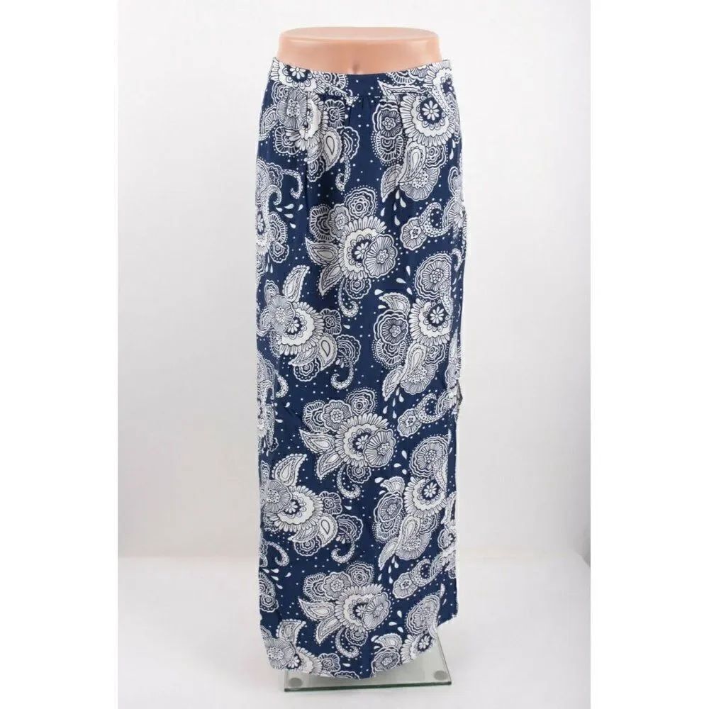 Boden Womens Juliette Maxi Paisley Skirt Cupro UK 8 US 4 Blue White Long NWT